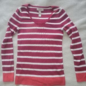 Banana Republic Striped Red and White Long Sleeve Sweater